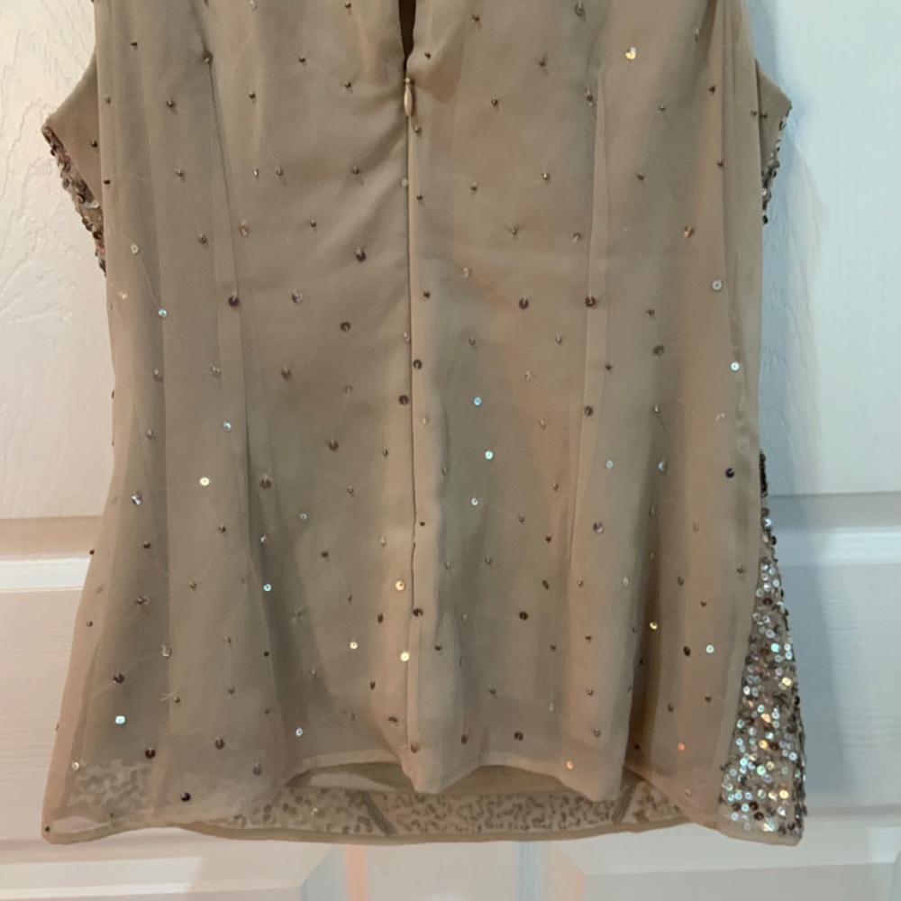 AIDAN MATTOX SEQUIN BEADED FORMAL WEDDING NUDE TANK SIZE M - Picture 7 of 10